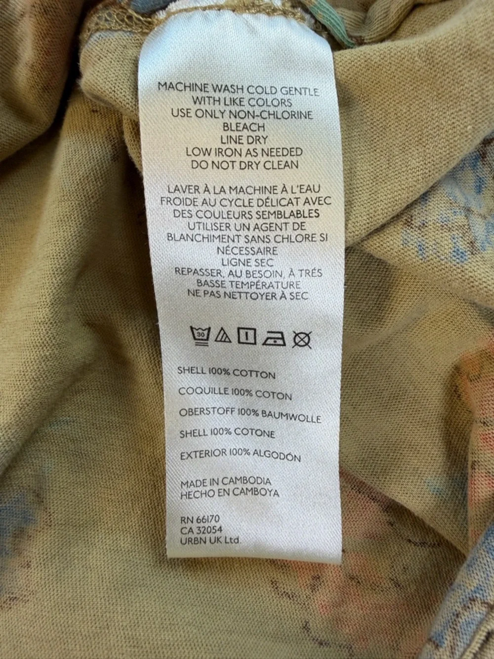 We The Free Nina Boheme Olive Short Sleeve Oversized Tee with Floral Print Large - Picture 9 of 9